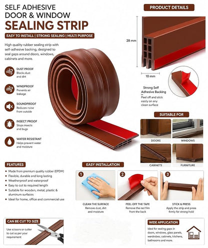 Sealing strip applied to door frame gap